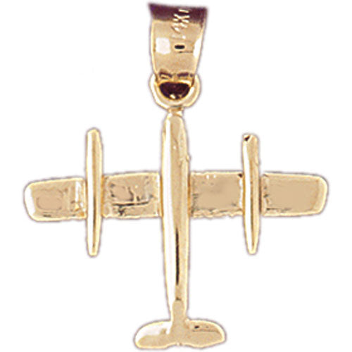 Image of ID 1 14K Gold 3D Military Aircraft Pendant