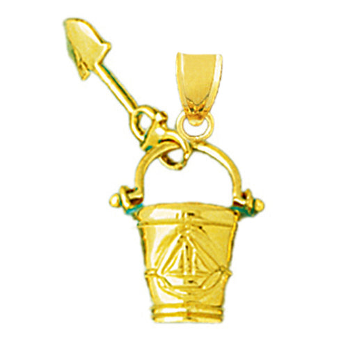 Image of ID 1 14K Gold 3D Pail and Shovel Charm