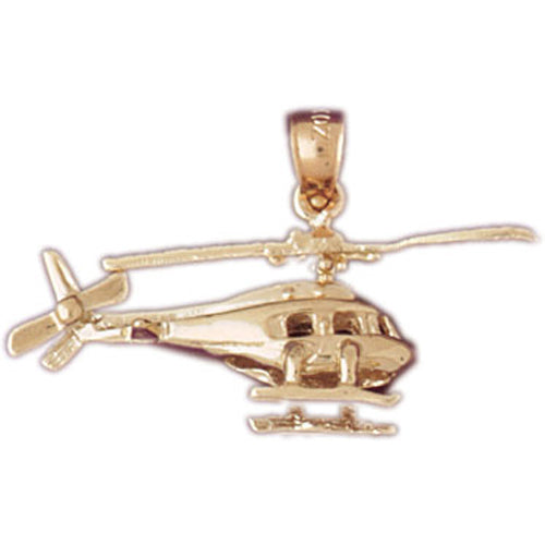 Image of ID 1 14K Gold 3D Rotorcraft Helicopter Pendant