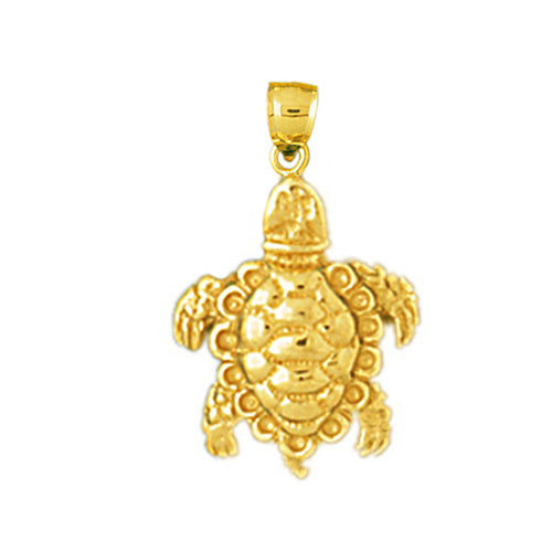 Image of ID 1 14K Gold 3D Sea Turtle Charm