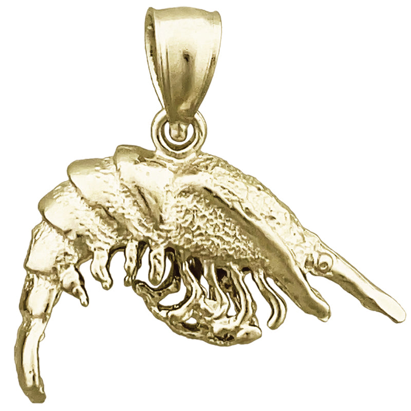 Image of ID 1 14K Gold 3D Shrimp Charm