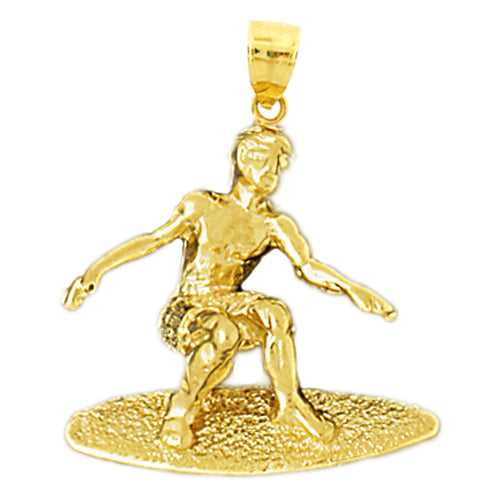 Image of ID 1 14K Gold 3D Surfer Pendant