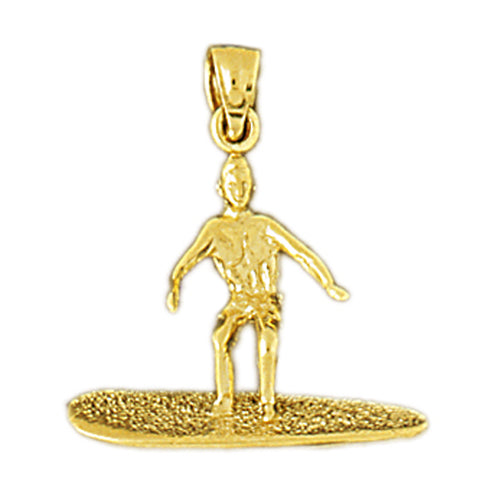 Image of ID 1 14K Gold 3D Surfing Pendant