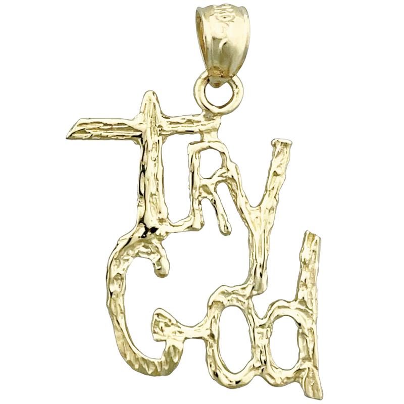 Image of ID 1 14K Gold 3D Try God Pendant