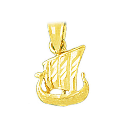 Image of ID 1 14K Gold 3D Viking Ship Charm