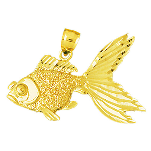 Image of ID 1 14K Gold 40MM Fantail Goldfish Pendant