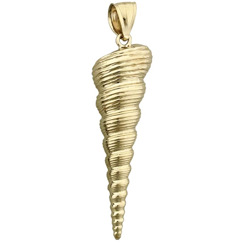 Image of ID 1 14K Gold 40MM Gastropod Mollusk Auger Seashell Pendant