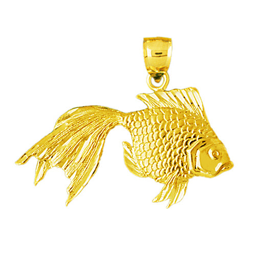 Image of ID 1 14K Gold 42MM Veiltail Goldfish Pendant