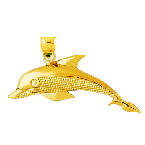 Image of ID 1 14K Gold 44MM Dolphin Pendant