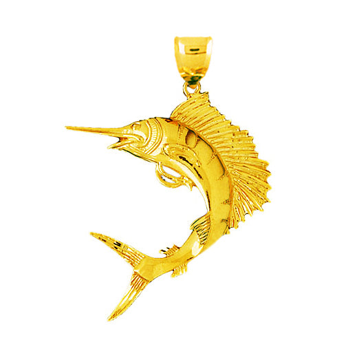 Image of ID 1 14K Gold 48MM Sailfish Pendant