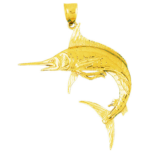 Image of ID 1 14K Gold 50MM Marlin Fish Pendant