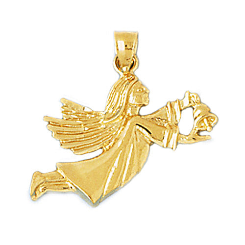 Image of ID 1 14K Gold Angel with Bell Pendant