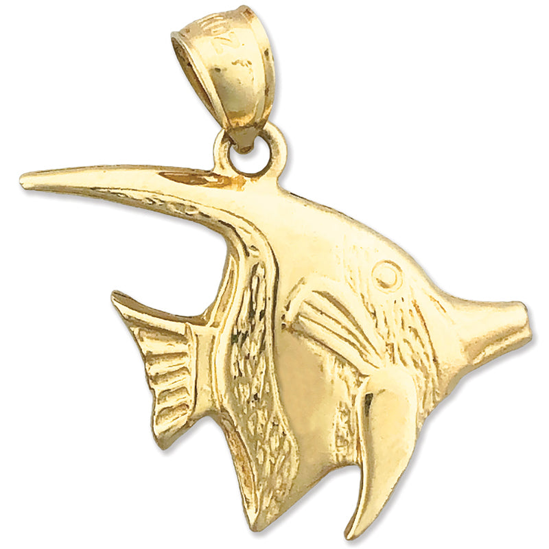 Image of ID 1 14K Gold Aquatic Angelfish Pendant