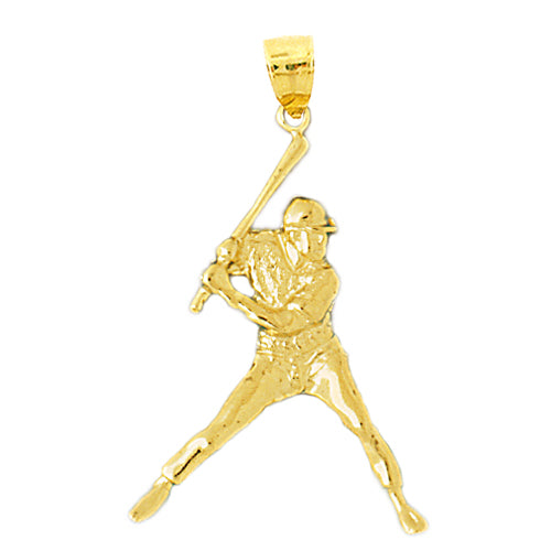 Image of ID 1 14K Gold Baseball Batter At Bat Pendant