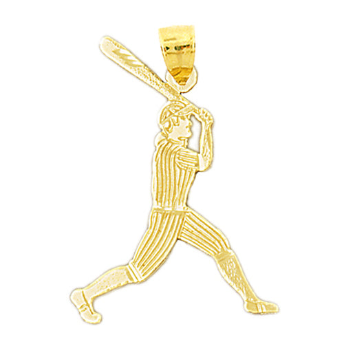 Image of ID 1 14K Gold Baseball Batter Striped Uniform Pendant