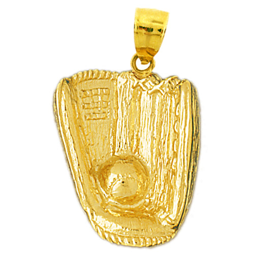 Image of ID 1 14K Gold Baseball Glove and Ball Pendant