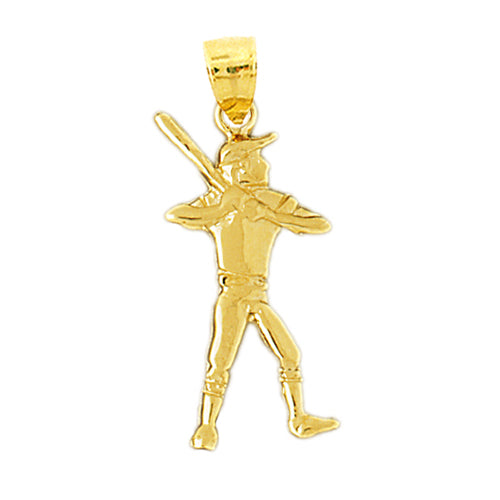 Image of ID 1 14K Gold Baseball Player Batter-Up Pendant