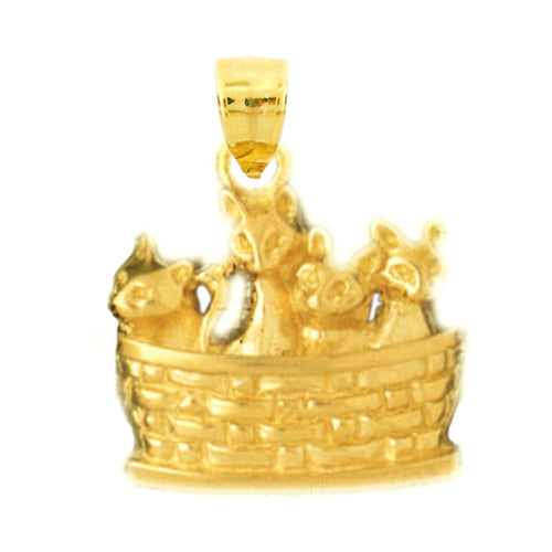 Image of ID 1 14K Gold Basket of Kittens Pendant