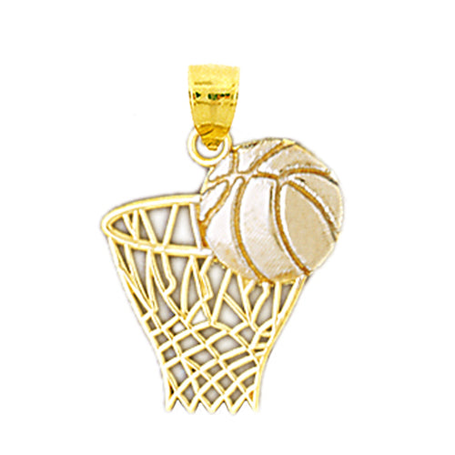 Image of ID 1 14K Gold Basketball and Net Pendant