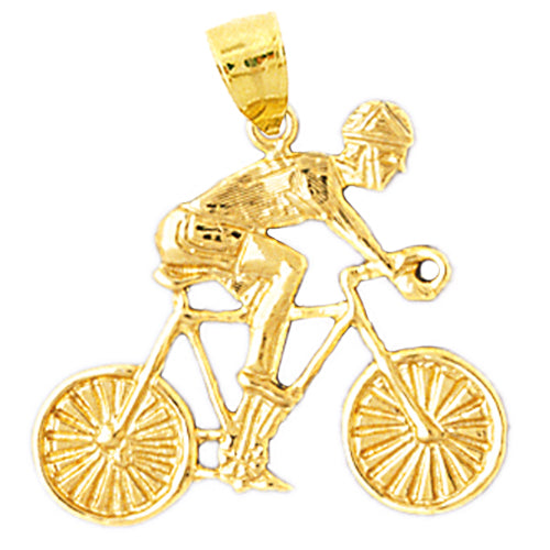 Image of ID 1 14K Gold Bicycle and Rider Pendant