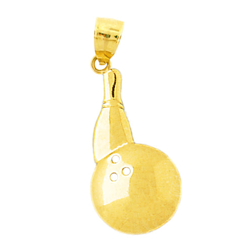 Image of ID 1 14K Gold Bowling Ball and Pin Pendant