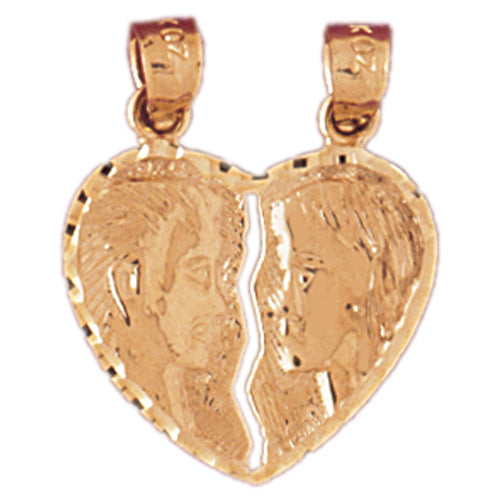 Image of ID 1 14K Gold Breakable Romeo and Joliet Heart Pendant