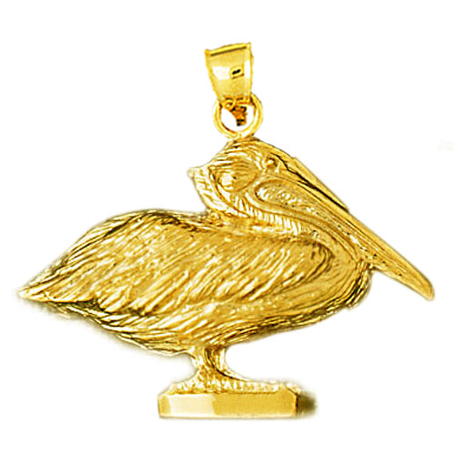 Image of ID 1 14K Gold Brown Pelican Pendant