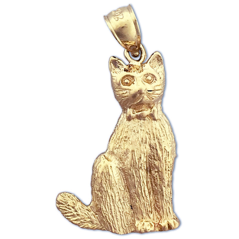 Image of ID 1 14K Gold Cat Wearing A Bow Pendant