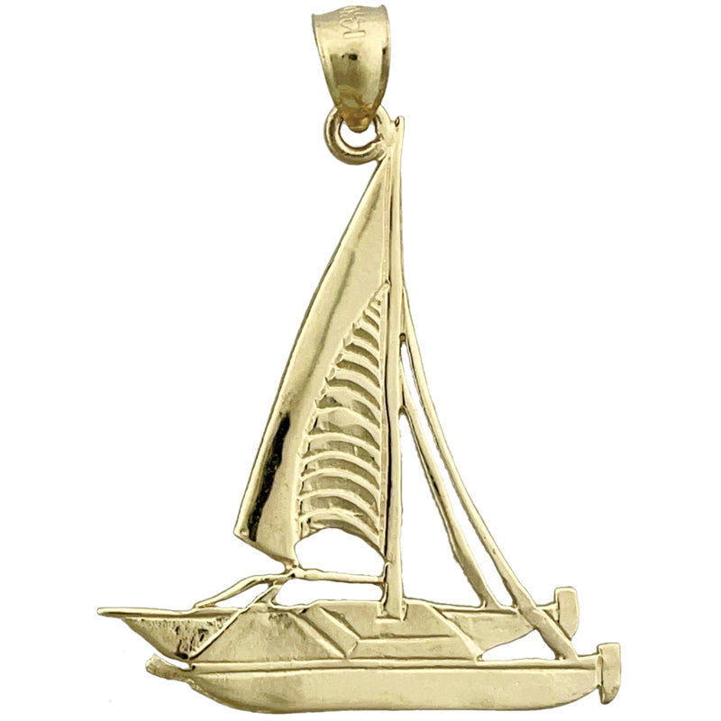 Image of ID 1 14K Gold Catamaran Sailboat Pendant