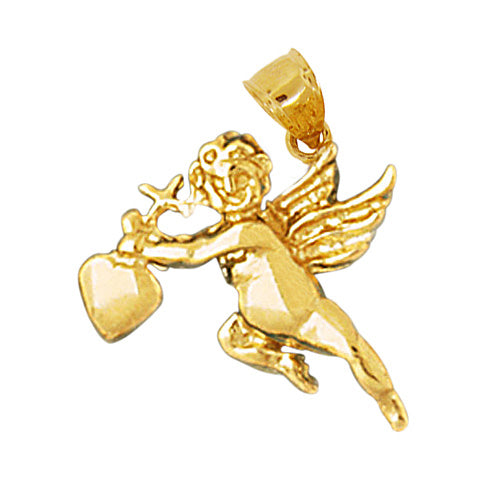 Image of ID 1 14K Gold Cherub Angel with Cross and Heart Charm