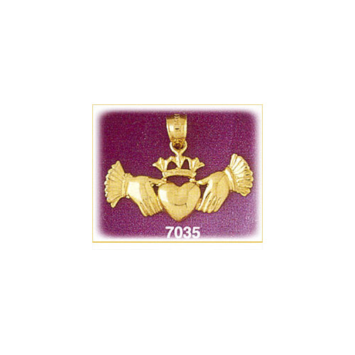 Image of ID 1 14K Gold Claddagh with Crown Pendant