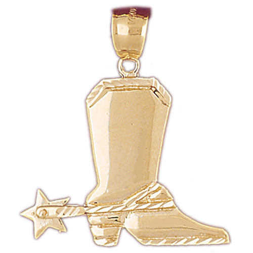 Image of ID 1 14K Gold Cowboy Boot with Spur Pendant