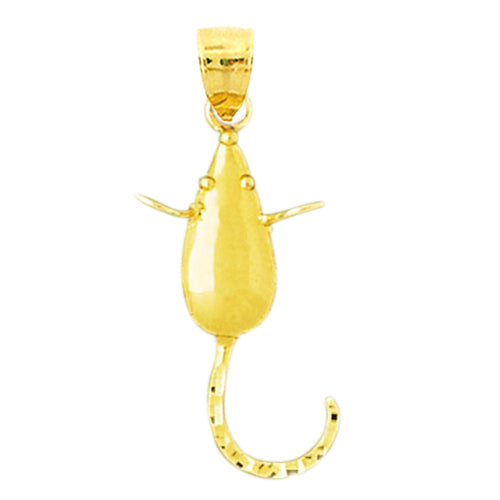 Image of ID 1 14K Gold Curled Tail Mouse Pendant