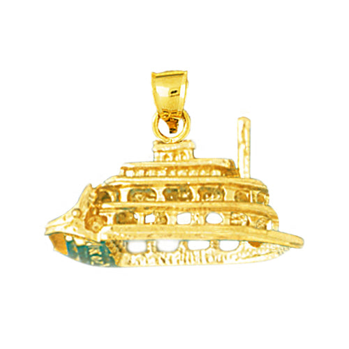 Image of ID 1 14K Gold Cut-Out 3D River Boat Charm