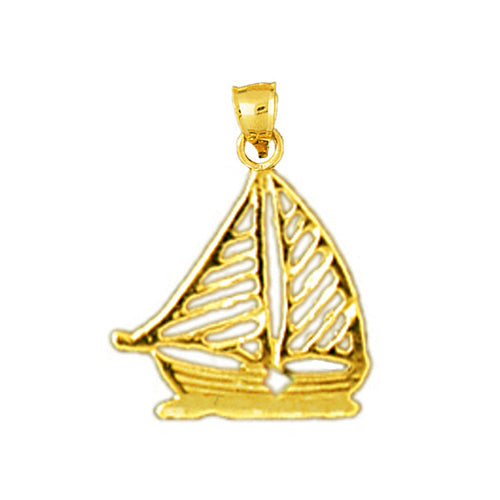 Image of ID 1 14K Gold Cut-out Sailboat Charm