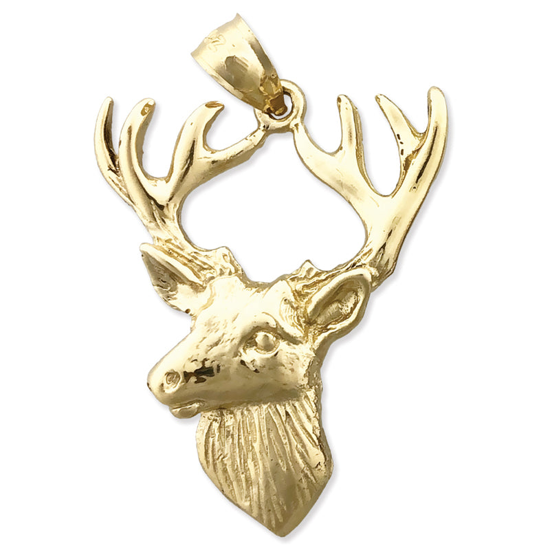 Image of ID 1 14K Gold Deer Head with Antlers Pendant