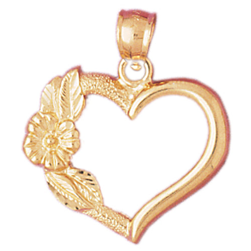 Image of ID 1 14K Gold Designer Heart with Rose Pendant