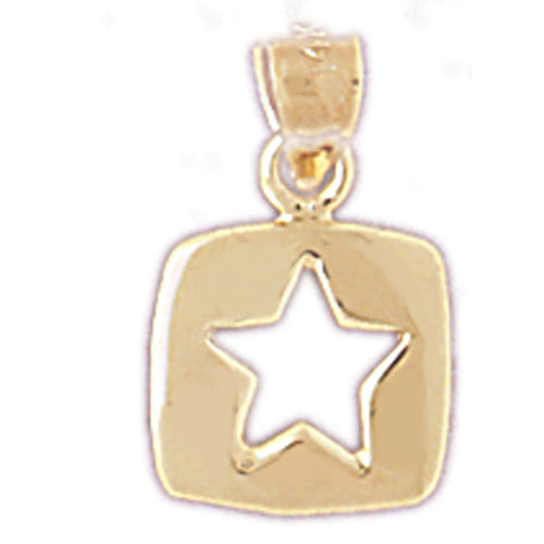 Image of ID 1 14K Gold Disc Charm with Cutout Celestial Star