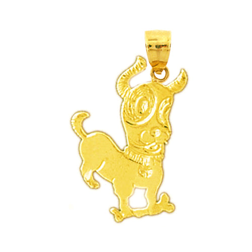 Image of ID 1 14K Gold Dog with Bone Charm