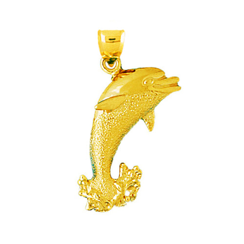 Image of ID 1 14K Gold Dolphin Jumping Out of Water Pendant