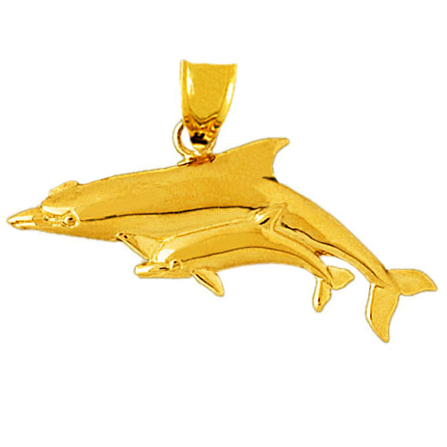 Image of ID 1 14K Gold Dolphin and Calf Pendant