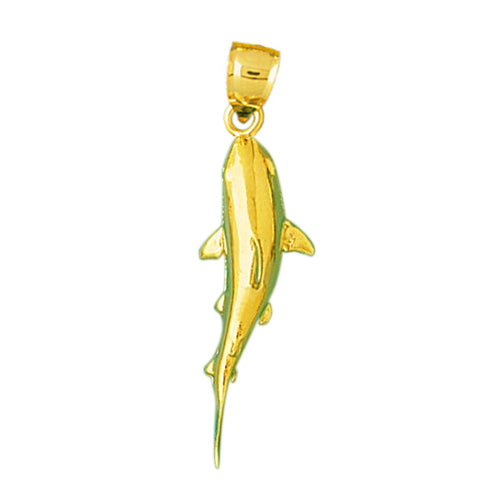 Image of ID 1 14K Gold Dorsal View Shark Pendant