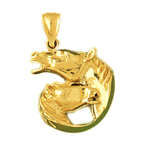 Image of ID 1 14K Gold Double Horse Head Pendant
