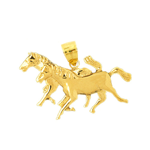 Image of ID 1 14K Gold Double Horse Heads Pendant