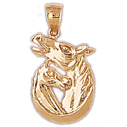 Image of ID 1 14K Gold Double Horse heads Charm