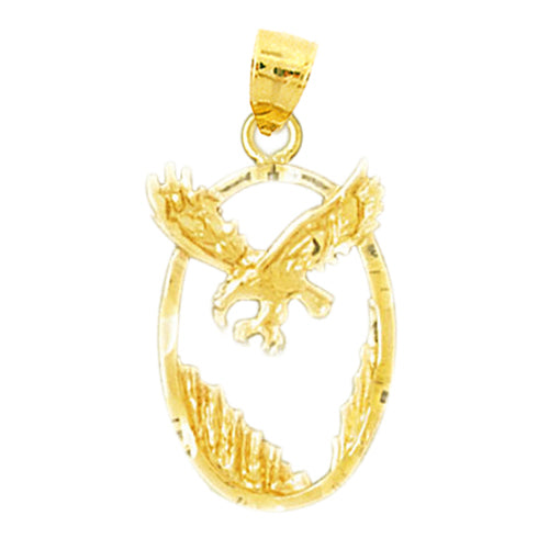 Image of ID 1 14K Gold Eagle In Oval Frame Pendant