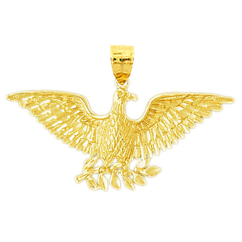 Image of ID 1 14K Gold Eagle with Olive Branch Pendant