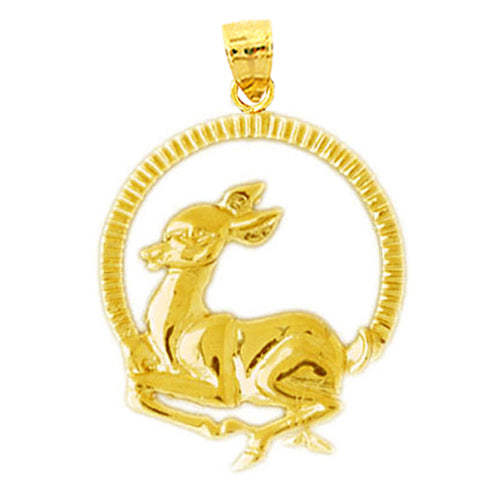 Image of ID 1 14K Gold Encircled Deer Pendant