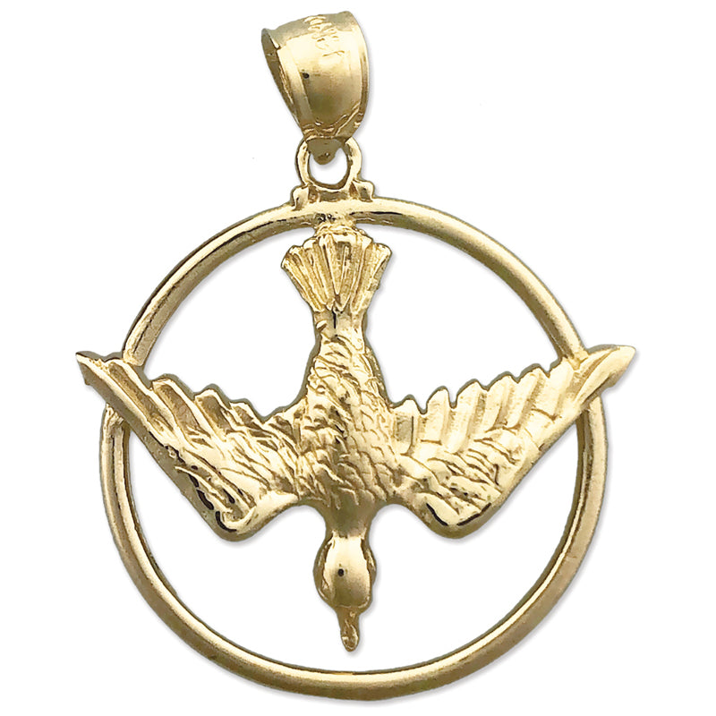 Image of ID 1 14K Gold Encircled Holy Spirit Dove Medallion
