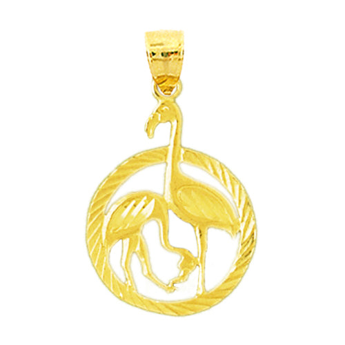 Image of ID 1 14K Gold Encircled Two Flamingos Pendant